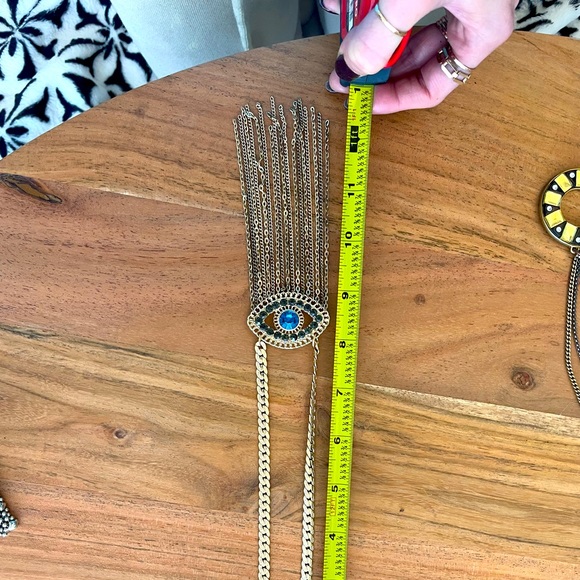 SPRING STREET EVIL EYE Silver Chain Necklace - Blue Eye with stainless fringe - Picture 3 of 4